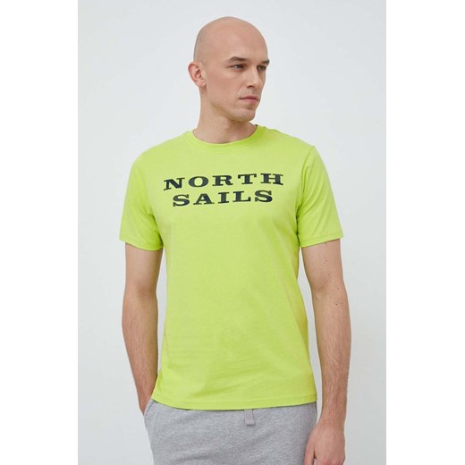 North Sails t-shirt bawełniany kolor zielony z nadrukiem North Sails M ANSWEAR.com