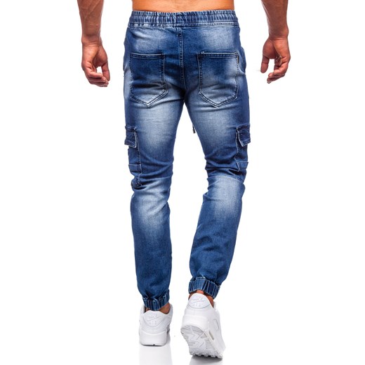 Niebieskie spodnie jeansowe joggery bojówki męskie Denley MP0111BSA L Denley