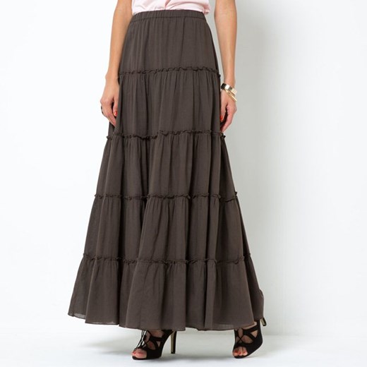 Długa jednobarwna spódnica la-redoute-pl szary elegancki