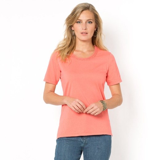 T-shirt, bawełna czesana la-redoute-pl rozowy bawełniane