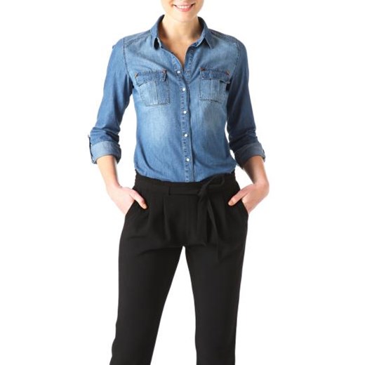 Koszula jeansowa promod-pl niebieski cienkie