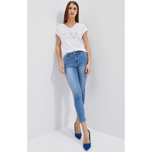 Dopasowane damskie jeansy w kolorze niebieskim 4012, Kolor niebieski, Rozmiar XS, Moodo ze sklepu Primodo w kategorii Jeansy damskie - zdjęcie 152147111