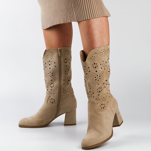 Botki Daszyński zamszowe na zamek eleganckie 