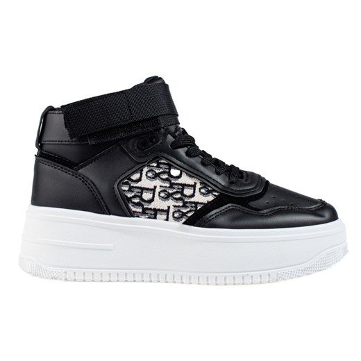 Wysokie sneakersy damskie Shelovet na platformie czarne Shelovet 41 ButyModne.pl