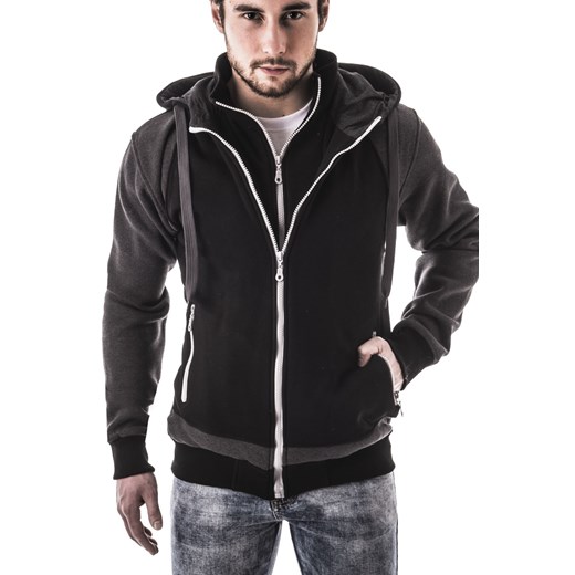 Męska bluza/kurtka z kapturem 6687 - czarna ze sklepu Risardi w kategorii Kurtki męskie - zdjęcie 152202663