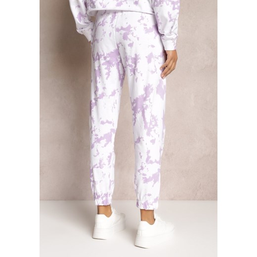 Fioletowe Spodnie Dresowe z Wzorem Tie-Dye Leiya Renee M wyprzedaż Renee odzież