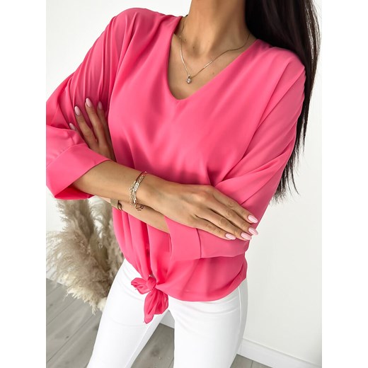 Neonowa Różowa Bluzka z Wiązaniem Modnakiecka.pl 38 ModnaKiecka.pl