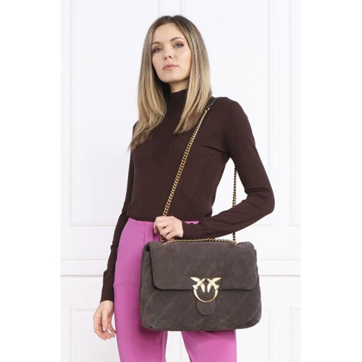 Pinko Skórzana torebka na ramię LOVE BIG PUFF CL SUEDE Pinko Uniwersalny Gomez Fashion Store