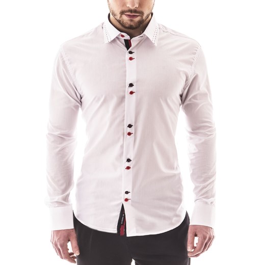 Koszula męska długi rękaw rl27 - biała ze sklepu Risardi w kategorii Koszule męskie - zdjęcie 152282772