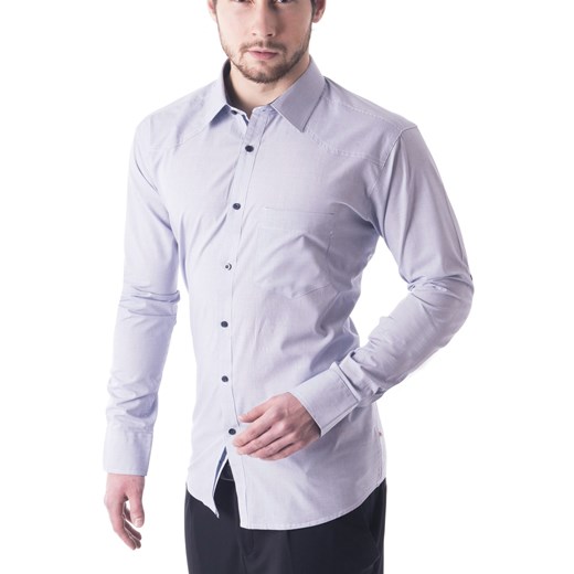 Koszula męska długi rękaw 96100 - błękitna ze sklepu Risardi w kategorii Koszule męskie - zdjęcie 152282781