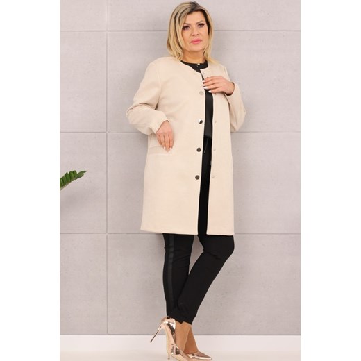 Płaszczyk narzutka zamszowy 44-60 - beż - 54 Femimoda 58 femimoda.p;