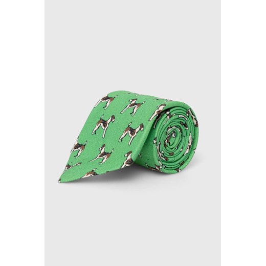 Polo Ralph Lauren krawat lniany kolor zielony ze sklepu ANSWEAR.com w kategorii Krawaty - zdjęcie 152324051