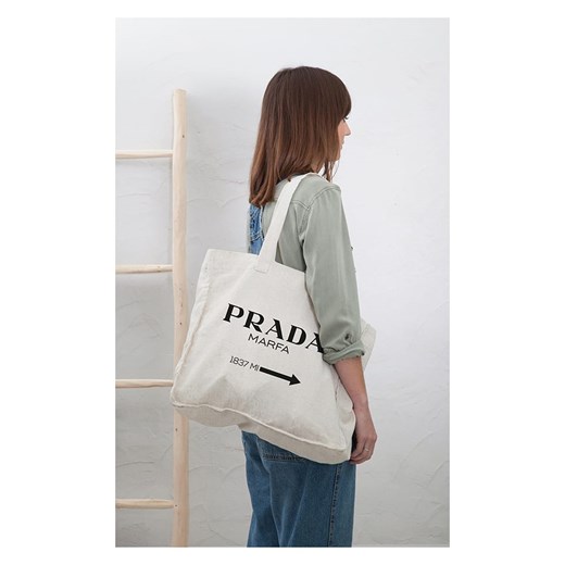 Torebka "Prada" w kolorze beżowym - 42 x 36 cm Really Nice Things onesize okazyjna cena Limango Polska