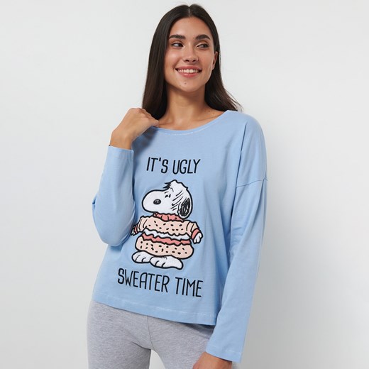 Sinsay - Piżama bawełniana Snoopy - Niebieski Sinsay S Sinsay
