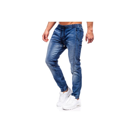Granatowe spodnie jeansowe joggery męskie Denley MP0115BS L Denley