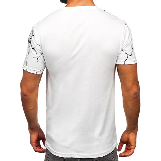 Biały bawełniany t-shirt męski z nadrukiem Bolf 14717 2XL Denley