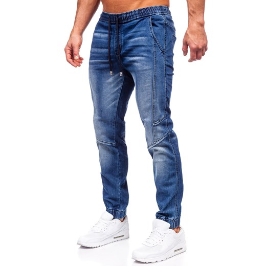 Granatowe spodnie jeansowe joggery męskie Denley MP0115BS S Denley