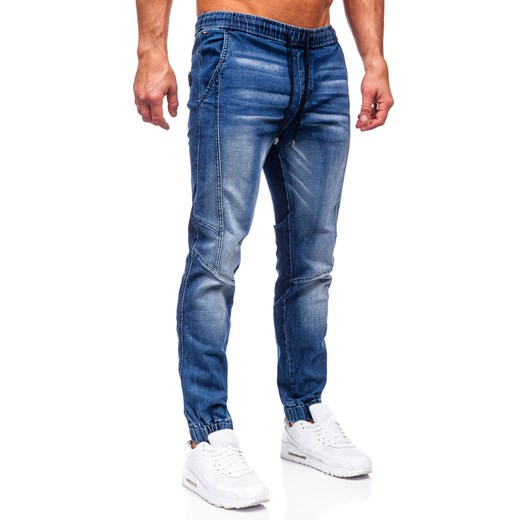 Granatowe spodnie jeansowe joggery męskie Denley MP0115BS 2XL Denley