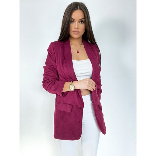 ELEGANCKA MARYNARKA ZAMSZOWA MARILLA ONE SIZE - PURPURA Moda Italia UNIWERSALNY STYLOWO