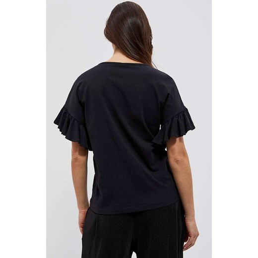 Bawełniana bluzka z falbaną na rękawie w kolorze czarnym 4025, Kolor czarny, 2XL Primodo