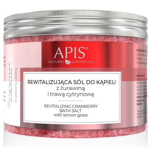 APIS - Rewitalizująca sól do kąpieli z żurawiną i trawą cytrynową 650 g Apis larose
