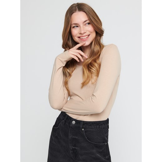 Sinsay - Koszulka bawełniana basic - Beżowy Sinsay XS Sinsay
