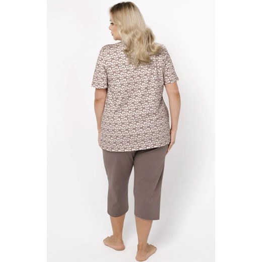 Piżama damska z krótkim rękawem i spodniami plus size 3/4 Ramira, Kolor cappuccino, Rozmiar M, Italian Fashion ze sklepu Intymna w kategorii Piżamy damskie - zdjęcie 152423291