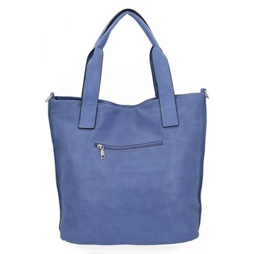 Duża Torebka Damska Shopper Bag XXL firmy Hernan HB0363 Ciemno Niebieska Hernan PaniTorbalska