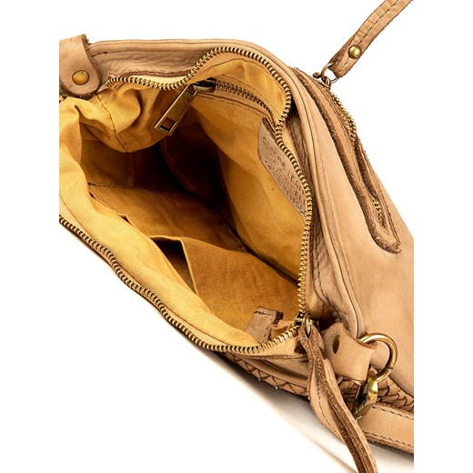 Skórzana torebka w kolorze beżowym - 28 x 19 x 2,5 cm Giulia Monti onesize Limango Polska okazyjna cena