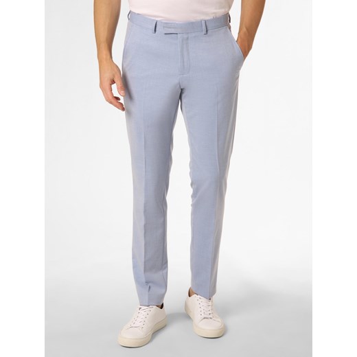 Finshley & Harding Męskie spodnie od garnituru modułowego Mężczyźni Slim Fit jasnoniebieski marmurkowy ze sklepu vangraaf w kategorii Spodnie męskie - zdjęcie 152444913