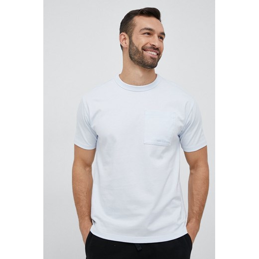 New Balance t-shirt bawełniany kolor niebieski gładki MT23567IB-7IB ze sklepu ANSWEAR.com w kategorii T-shirty męskie - zdjęcie 152497584