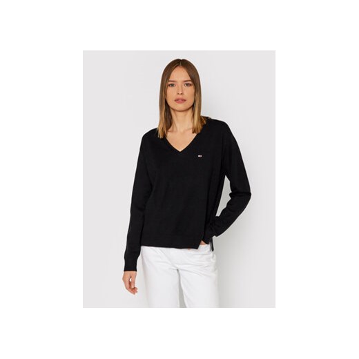 Tommy Jeans Sweter Essential DW0DW10996 Czarny Relaxed Fit Tommy Jeans XS okazyjna cena MODIVO