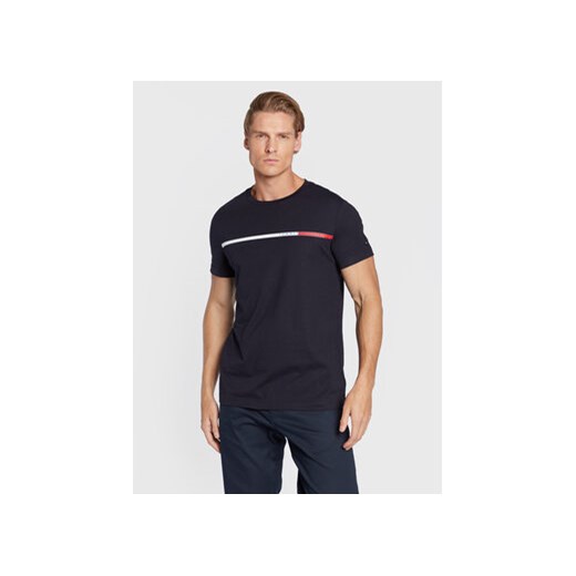 Tommy Hilfiger T-Shirt Two Tone Chest Stripe MW0MW27912 Granatowy Slim Fit Tommy Hilfiger L MODIVO wyprzedaż