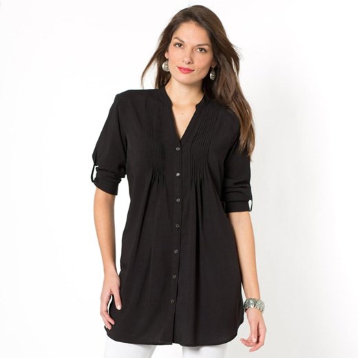 Bluzka koszulowa w stylu tuniki, lejące płótno la-redoute-pl czarny klasyczny