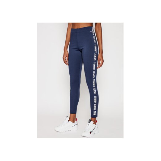 Tommy Jeans Legginsy Tape DW0DW10139 Granatowy Skinny Fit Tommy Jeans M wyprzedaż MODIVO