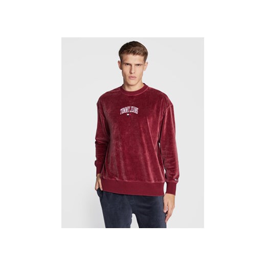 Tommy Jeans Bluza Collegiate Velour DM0DM15014 Bordowy Relaxed Fit Tommy Jeans L wyprzedaż MODIVO