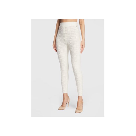 Guess Legginsy Cable Mix W2BB38 Z2QA0 Biały Slim Fit Guess XL promocyjna cena MODIVO