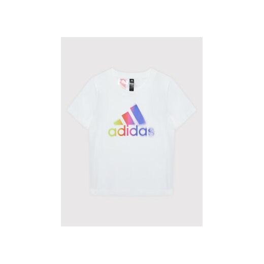 adidas T-Shirt HE0039 Biały Regular Fit 7_8Y promocyjna cena MODIVO