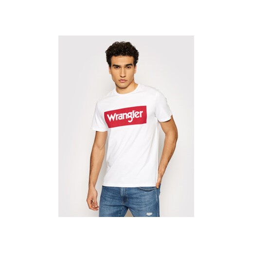 Wrangler T-Shirt Logo Tee W742FK989 Biały Regular Fit Wrangler M MODIVO