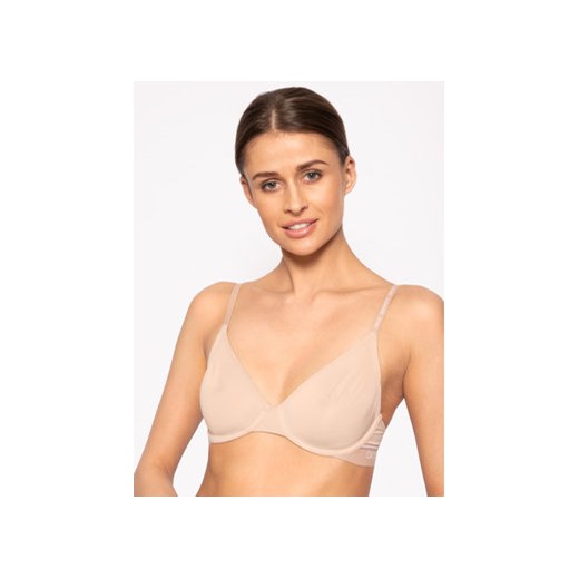 Calvin Klein Underwear Biustonosz z fiszbiną T-Shirt Bra 000QF5835E Beżowy Calvin Klein Underwear 34A promocja MODIVO