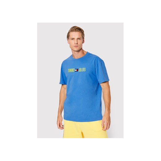 Tommy Jeans T-Shirt Linear DM0DM14940 Niebieski Regular Fit Tommy Jeans L okazyjna cena MODIVO