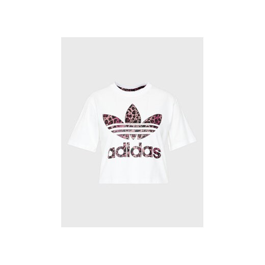 adidas T-Shirt Logo HK5186 Biały Regular Fit 36 wyprzedaż MODIVO