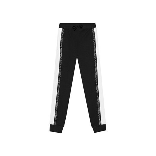 Calvin Klein Jeans Spodnie dresowe Colour Block IB0IB00866 Czarny Regular Fit 6Y MODIVO wyprzedaż