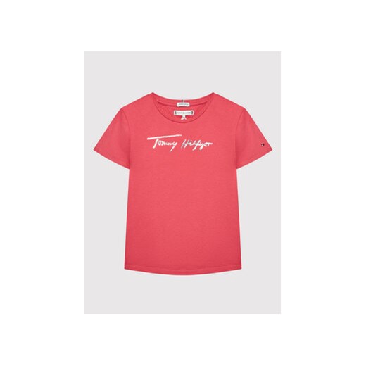 Tommy Hilfiger T-Shirt Script Print KG0KG06301 D Różowy Regular Fit Tommy Hilfiger 12Y okazja MODIVO