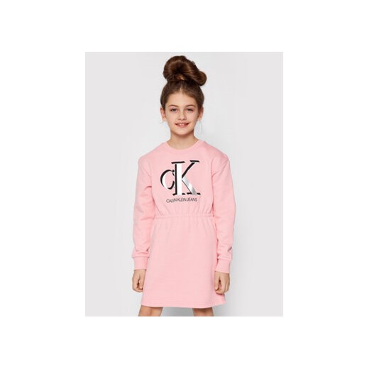 Calvin Klein Jeans Sukienka codzienna Monogram IG0IG01028 Różowy Regular Fit 8Y okazyjna cena MODIVO