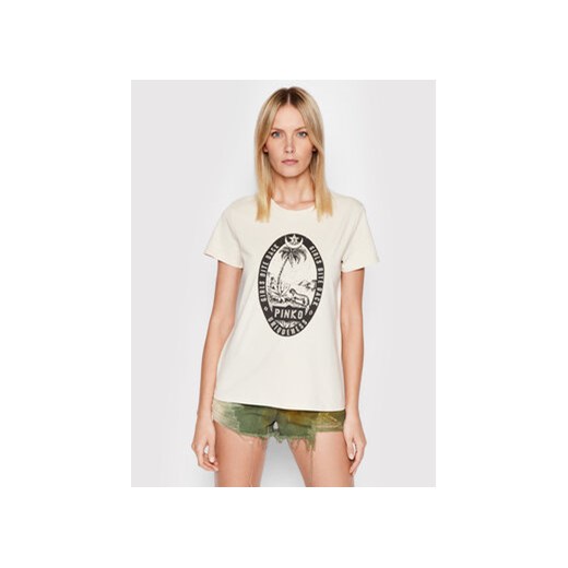 Pinko T-Shirt UNIQUENESS Ibisco 1Q10D1 Z414 Beżowy Regular Fit Pinko XS MODIVO