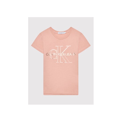 Calvin Klein Jeans T-Shirt Monogram Outline IG0IG01159 Różowy Slim Fit 12Y wyprzedaż MODIVO