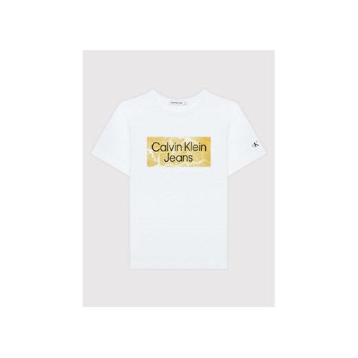 Calvin Klein Jeans T-Shirt Water Placed Logo IB0IB01217 Biały Regular Fit 8Y MODIVO