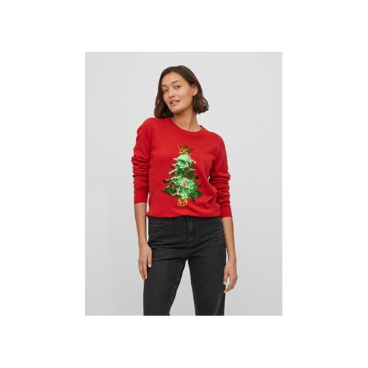 Vila Sweter Christmas 14081818 Czerwony Regular Fit Vila XL MODIVO