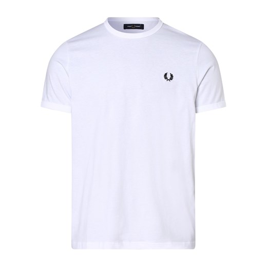 Fred Perry T-shirt męski Mężczyźni Bawełna biały jednolity ze sklepu vangraaf w kategorii T-shirty męskie - zdjęcie 152696302